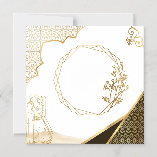Tarjeta de Invitación de Boda al Estilo Indo-Pak (Anverso)