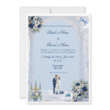 Tarjeta de Invitación de Boda Algo Azul