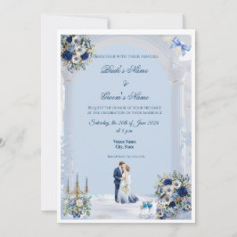 Tarjeta de Invitación de Boda Algo Azul