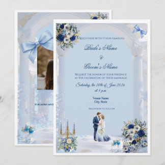 Tarjeta de Invitación de Boda Algo Azul