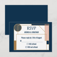 Tarjeta de Invitación de Boda Art Déco Editable