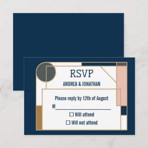 Tarjeta de Invitación de Boda Art Déco Editable