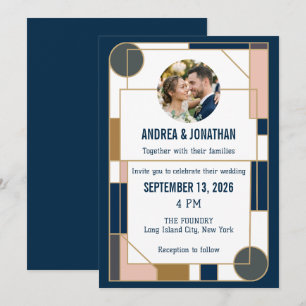 Tarjeta de Invitación de Boda Art Déco Editable co