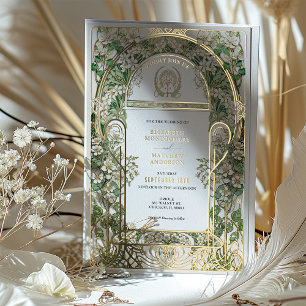 Tarjeta de Invitación de Boda Art Nouveau Elegante