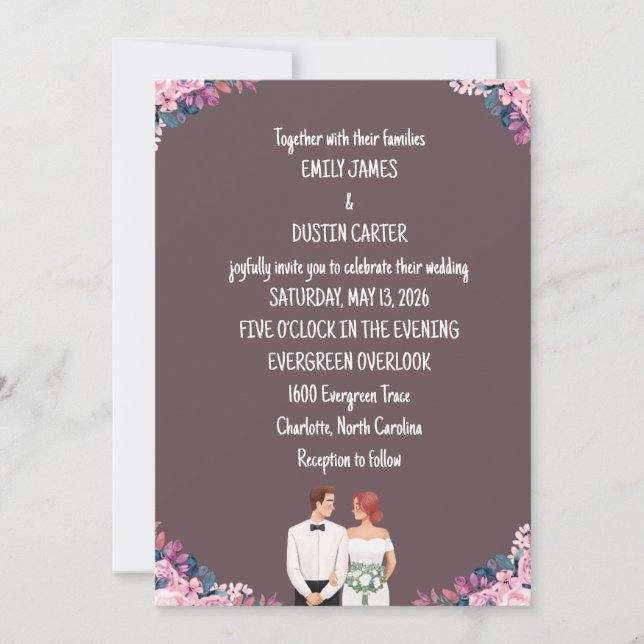 Tarjeta de invitación de boda Boho Chic (Anverso)