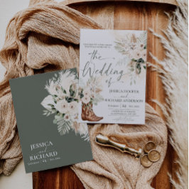 Tarjeta de invitación de boda boho occidental con