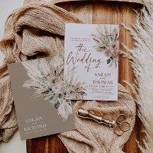 Tarjeta de Invitación de Boda Boho Otoño Tono Rúst