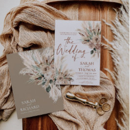 Tarjeta de Invitación de Boda Boho Otoño Tono Rúst
