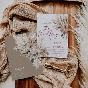 Tarjeta de Invitación de Boda Boho Otoño Tono Rúst
