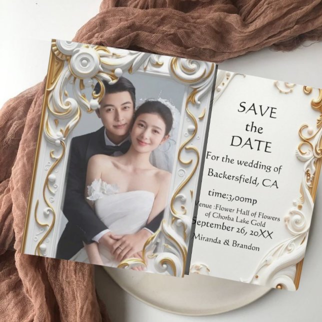 "Tarjeta de Invitación de Boda Botánica Dorada Ele (Subido por el creador)