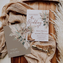Tarjeta de Invitación de Boda Botas Florales de Ot