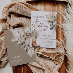 Tarjeta de Invitación de Boda Botas Florales de Ot