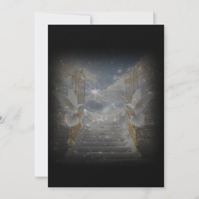 Tarjeta de invitación de boda celestial para guard (Anverso)