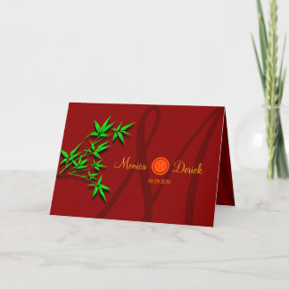 tarjeta de invitación de boda china con bambú RSVP