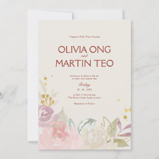 Tarjeta de Invitación de Boda Clásica con Tema de 