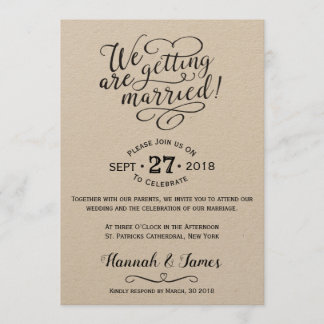 TARJETA DE INVITACIÓN DE BODA CLÁSICA - PAPEL DE K