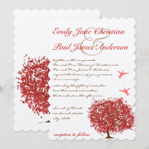 Tarjeta de Invitación de Boda Colibrí del Árbol Ro