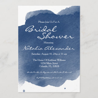 Tarjeta de Invitación de Boda con Acuarela Azul Os