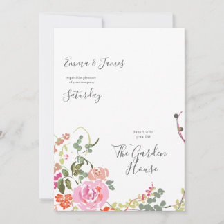 Tarjeta de Invitación de Boda con Acuarela Botánic