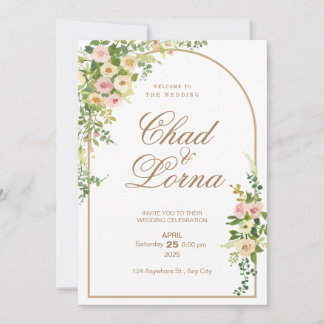 Tarjeta de Invitación de Boda con Acuarela de Flor