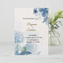 Tarjeta de Invitación de Boda con Acuarela Floral