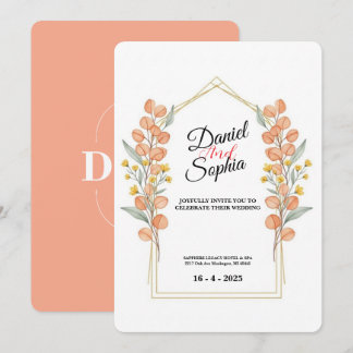 Tarjeta de invitación de boda con arco de vegetaci