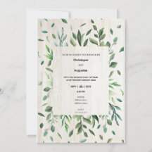 Tarjeta de invitación de boda con borde de vegetac