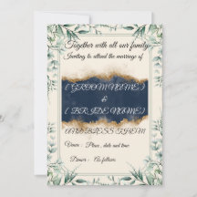 Tarjeta de Invitación de Boda con Borde Floral Ele
