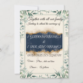 Tarjeta de Invitación de Boda con Borde Floral Ele