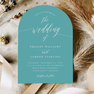 Tarjeta de invitación de boda con caligrafía de ar