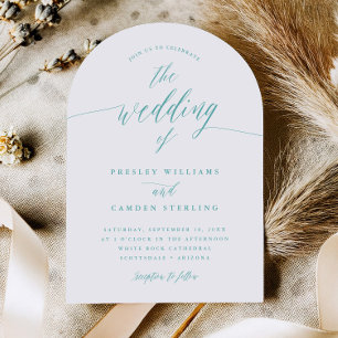 Tarjeta de invitación de boda con caligrafía de ar
