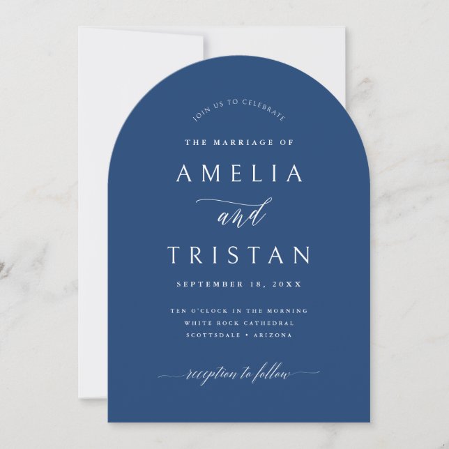 Tarjeta de invitación de boda con caligrafía de ar (Anverso)
