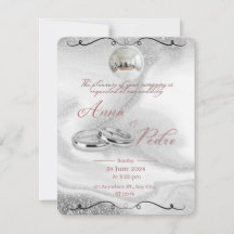 Tarjeta de Invitación de Boda con Código QR de Pla