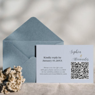 Tarjeta de Invitación de Boda con Código QR Elegan
