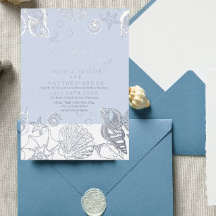 Tarjeta de Invitación de Boda con Conchas Elegante