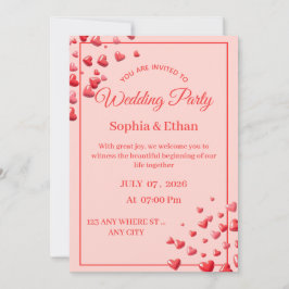 Tarjeta de Invitación de Boda con Corazón Romántic