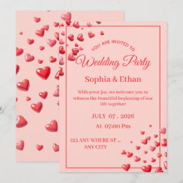 Tarjeta de Invitación de Boda con Corazón Romántic