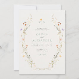 Tarjeta de Invitación de Boda con Diseño Floral El