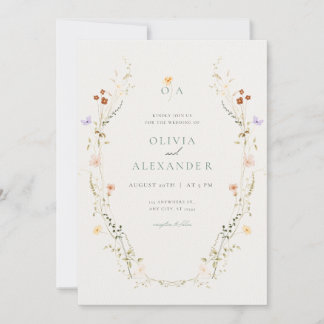 Tarjeta de Invitación de Boda con Diseño Floral El