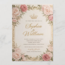 Tarjeta de Invitación de Boda con Diseño Floral El