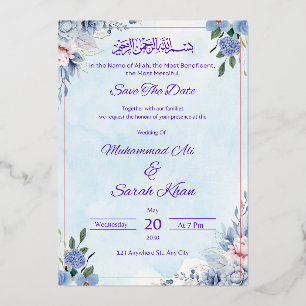 Tarjeta de Invitación de Boda con Diseño Floral El