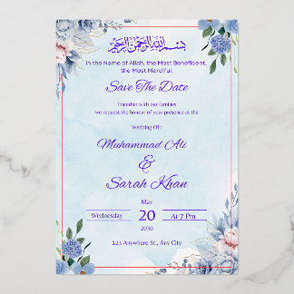 Tarjeta de Invitación de Boda con Diseño Floral El