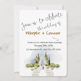 Tarjeta de Invitación de Boda con Doodle Adorable 