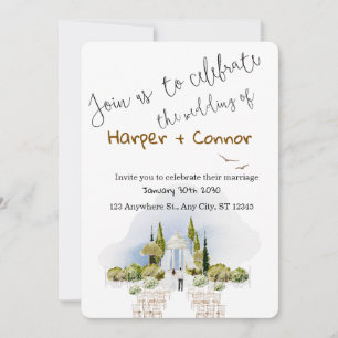 Tarjeta de Invitación de Boda con Doodle Adorable
