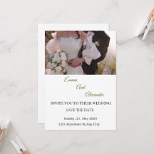Tarjeta de invitación de boda con fecha de guardad