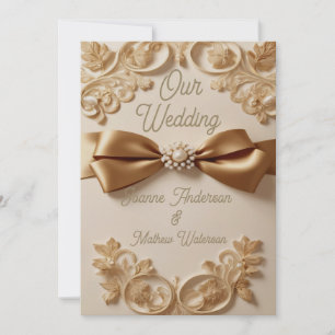 Tarjeta de Invitación de Boda con Floral Realzado