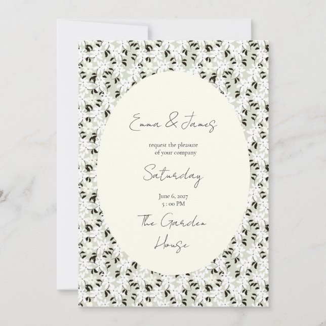 Tarjeta de Invitación de Boda con Flores Caprichos (Anverso)