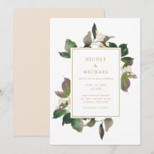 Tarjeta de Invitación de Boda con Flores Rosadas E