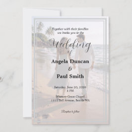 Tarjeta de invitación de boda con fondo de foto mo