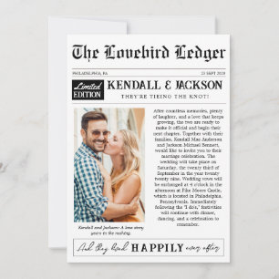 Tarjeta de Invitación de Boda con Foto de Periódic
